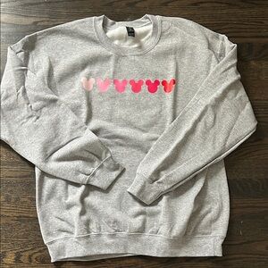 Gildan Gray Sweatshirt with Pink and Red Accents